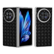 Custodia per telefono in PU con cornice traslucida satinata con texture intrecciata per vivo X Fold3 (nera)