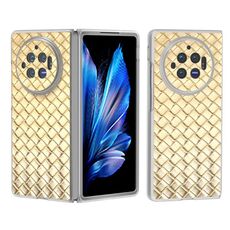 Custodia per telefono in PU con struttura traslucida satinata per vivo X Fold3 (oro)