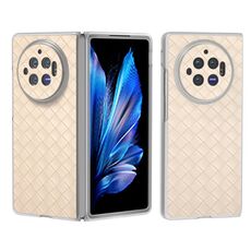 Per vivo X Fold3 Custodia per telefono in PU con struttura in tessuto traslucido satinato (Beige)