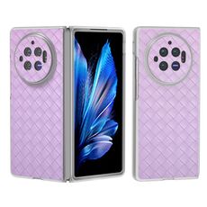 Custodia per telefono in PU con cornice traslucida satinata con texture intrecciata per vivo X Fold3 (viola)