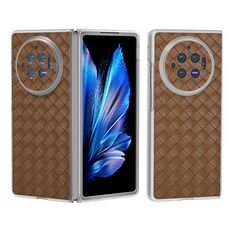 Custodia per telefono in PU con struttura traslucida satinata per vivo X Fold3 (marrone)