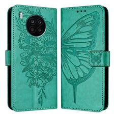 Custodia per telefono in pelle con farfalla goffrata per Honor 50 Lite / Huawei Nova 8i (verde)