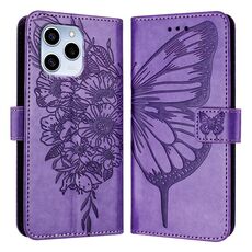 Custodia per telefono in pelle farfalla goffrata per Honor 60 SE (viola)
