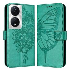 Custodia per telefono in pelle farfalla goffrata per Honor 90 Smart/X7b 4G/X7b 5G (verde)