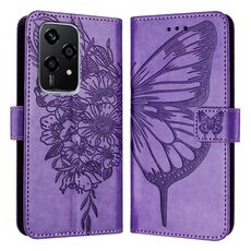 Custodia per telefono in pelle farfalla goffrata globale per Honor 200 Lite 5G (viola)