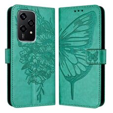 Custodia per telefono in pelle farfalla goffrata globale per Honor 200 Lite 5G (verde)