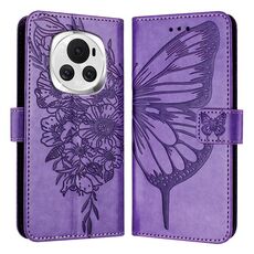 Custodia per telefono in pelle farfalla goffrata globale per Honor Magic6 5G (viola)