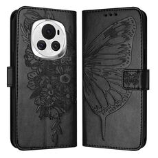 Custodia per telefono in pelle farfalla goffrata globale per Honor Magic6 5G (nera)