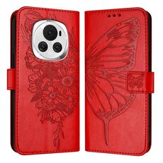 Custodia per telefono in pelle farfalla goffrata globale per Honor Magic6 5G (rossa)
