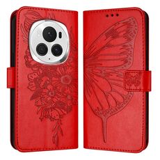 Custodia per telefono in pelle farfalla goffrata globale per Honor Magic6 Pro 5G (rossa)