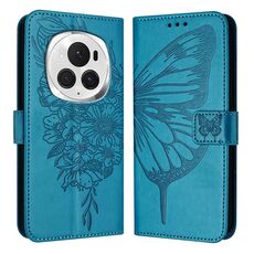 Custodia per telefono in pelle farfalla goffrata globale per Honor Magic6 Pro 5G (blu)
