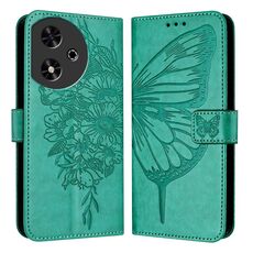 Custodia per telefono in pelle con farfalla goffrata per Honor Play 50 (verde)