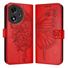 Custodia per telefono in pelle con farfalla goffrata For Honor Play 50 (rossa)
