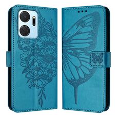 Custodia per telefono in pelle farfalla goffrata per Honor X7a / Play7T 5G (blu)