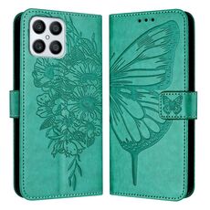 Custodia per telefono in pelle con farfalla goffrata per Honor X8 4G / X30i / Play6T Pro (verde)