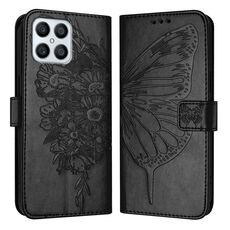 Custodia per telefono in pelle con farfalla goffrata per Honor X8 4G / X30i / Play6T Pro (nera)