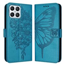 Custodia per telefono in pelle con farfalla goffrata per Honor X8 4G / X30i / Play6T Pro (blu)