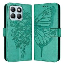 Custodia per telefono in pelle con farfalla goffrata per Honor X8b (verde)
