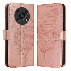Custodia per telefono in pelle farfalla goffrata per Honor X30 5G/X9 4G/X9 5G (oro rosa)