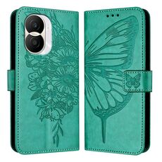 Custodia per telefono in pelle farfalla goffrata per Honor X40i (verde)