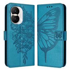 Custodia per telefono in pelle con farfalla goffrata per Honor X40i (blu)