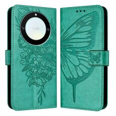 Custodia per telefono in pelle con farfalla goffrata per Honor X40 / X9a / Magic5 Lite (verde)