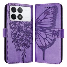 Custodia per telefono in pelle con farfalla goffrata Xiaomi Redmi K70 / K70 Pro (viola)