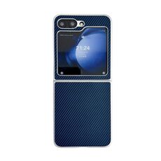 Per Samsung Galaxy Z Flip6 Custodia per telefono antiurto ultrasottile in fibra di carbonio Kevlar (blu scuro)