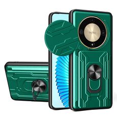 Per Honor X9b Custodia scorrevole Camshield TPU + PC con slot per schede (verde scuro)