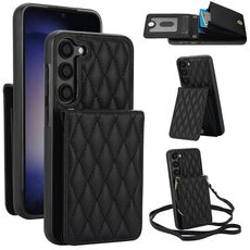 Custodia per telefono RFID con tracolla rombica per Samsung Galaxy S23 5G YM015 (nera)