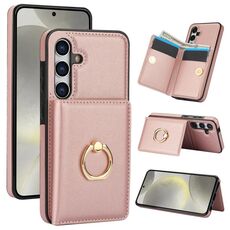 Per Samsung Galaxy S24 5G Custodia per telefono con porta carte antifurto RFID (oro rosa)