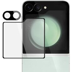Per Samsung Galaxy Z Flip6 1 set pellicola per obiettivo integrata imak + adesivo per schermo posteriore in vetro versione nera