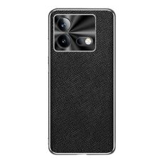 Custodia per telefono in pelle PU con texture incrociata argento bordo vivo iQOO Neo8 (nera)