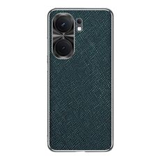 Per vivo iQOO Neo9 Pro Custodia per cellulare in pelle PU con trama incrociata argento bordo (verde scuro)