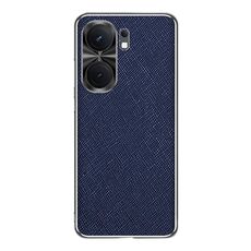 Per vivo iQOO Neo9 Pro Custodia per telefono in pelle PU con trama incrociata argento bordo (blu zaffiro)