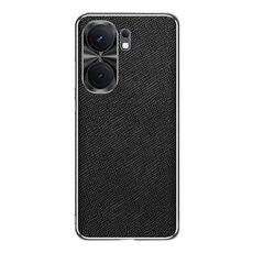 Per vivo iQOO Neo9 Custodia per telefono in pelle PU con trama incrociata argento bordo argento (nera)
