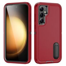 Per Samsung Galaxy S23 FE 5G PC robusto + custodia per telefono in silicone con supporto (rosso + nero)