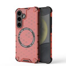 Custodia per telefono antiurto con anello magnetico a nido d'ape per Samsung Galaxy S24 5G (rosso)
