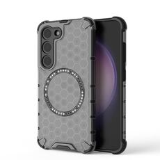 Custodia per telefono antiurto con anello magnetico a nido d'ape per Samsung Galaxy S23 5G (nero)