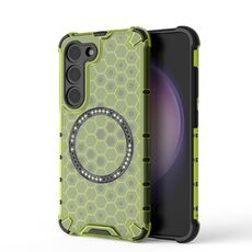 Custodia per telefono antiurto con anello magnetico a nido d'ape per Samsung Galaxy S23 5G (verde)
