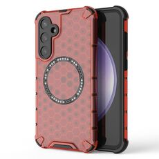 Custodia per telefono antiurto con anello magnetico a nido d'ape per Samsung Galaxy S23 FE 5G (rosso)
