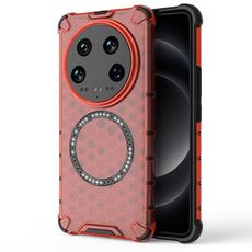 Custodia per telefono antiurto con anello magnetico a nido d'ape Xiaomi 14 Ultra (rosso)