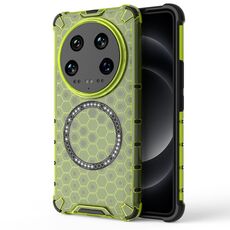 Custodia per telefono antiurto con anello magnetico a nido d'ape Xiaomi 14 Ultra (verde)