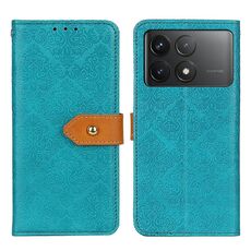 Per Xiaomi Redmi K70 5G / K70 Pro 5G Custodia per telefono in pelle goffrata floreale europea (blu)