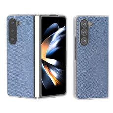 Per Samsung Galaxy Z Fold6 5G Custodia per telefono con bordo trasparente satinato (blu)