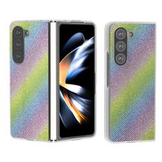Per Samsung Galaxy Z Fold6 5G Custodia per telefono con bordo trasparente satinato e diamante (arcobaleno)