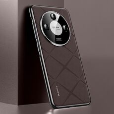 Custodia per telefono PC in pelle tinta unita per Honor X50 (marrone)