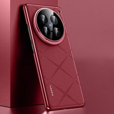 Per vivo X100 Ultra Plain Custodia in pelle per PC (rosso vino)