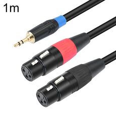 TC195BUXK107RE Cavo audio da 3,5 mm maschio a doppio XLR 3 pin femmina, lunghezza: 1 m (nero)