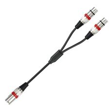 2055YMFF-05 Cavo audio XLR da 3 pin maschio a doppia femmina, lunghezza: 50 cm (nero+rosso)